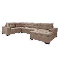 Sofá Viena 3 Lugares Com Chaise E Canto Premium Império Chocolate Chocolate 377 - 5