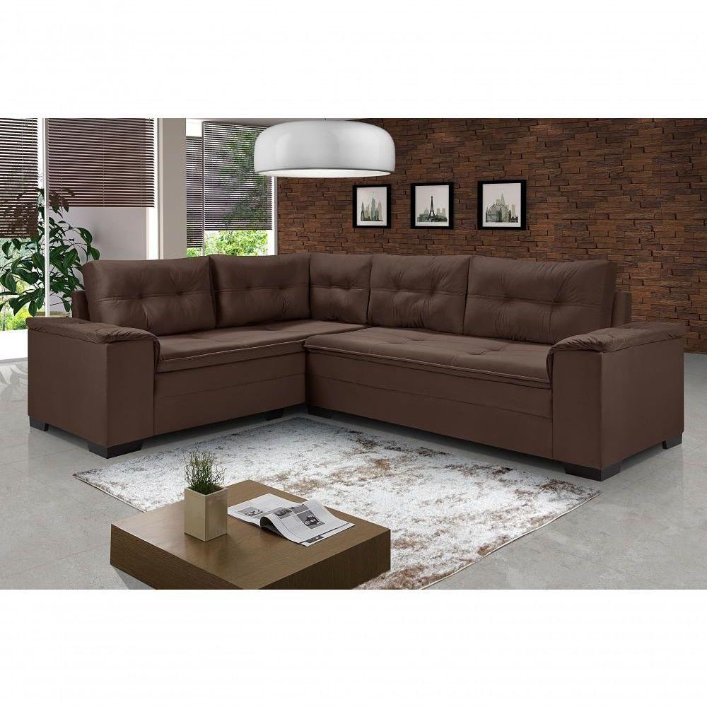 Sofá Viena Canto Suede Plus Confortável Pés Madeira Império Marrom 379 - 1