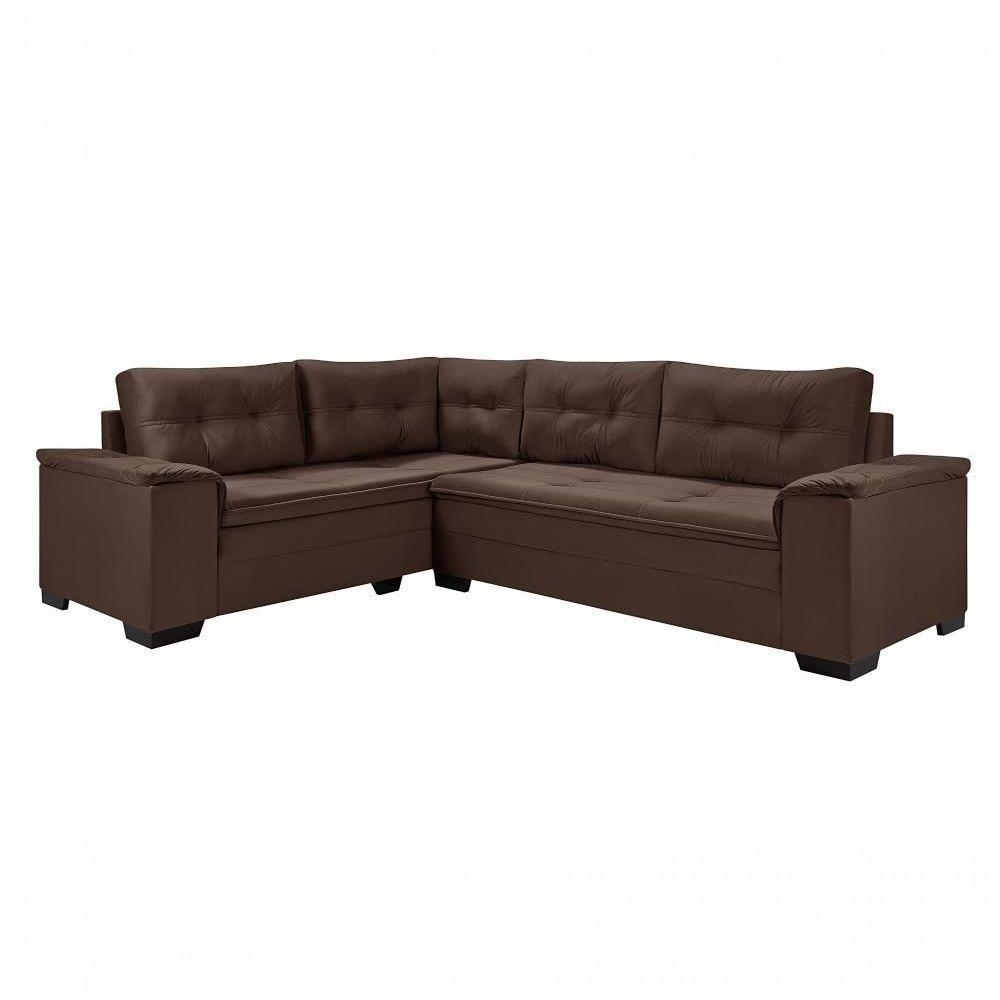 Sofá Viena Canto Suede Plus Confortável Pés Madeira Império Marrom 379 - 5