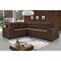 Sofá Viena Canto Suede Plus Confortável Pés Madeira Império Marrom 379 - 1