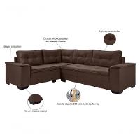 Sofá Viena Canto Suede Plus Confortável Pés Madeira Império Marrom 379 - 3