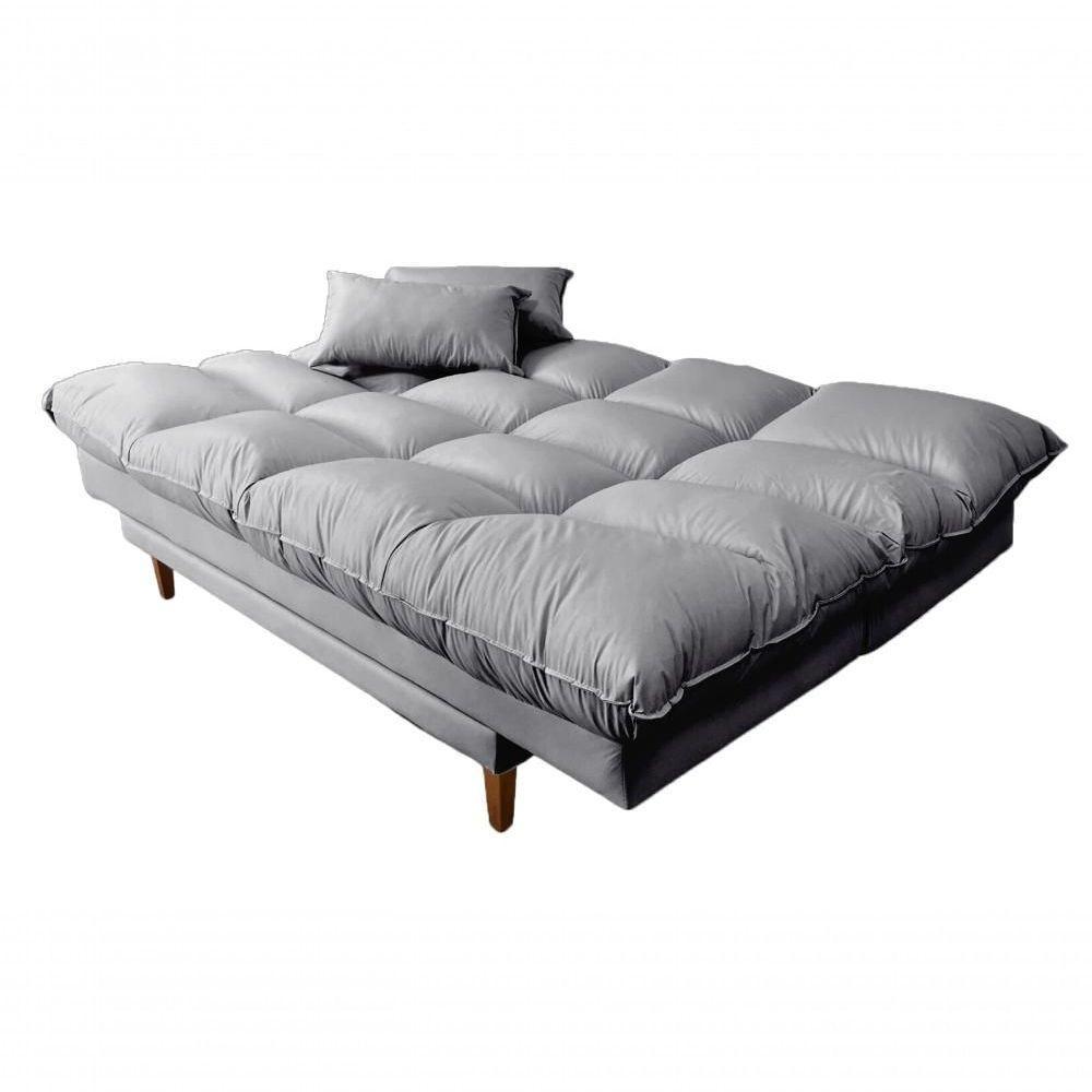 Sofá Cama Andorra Com Banqueta Corano 3 Lugares Reclinável Império Cinza 312 - 4