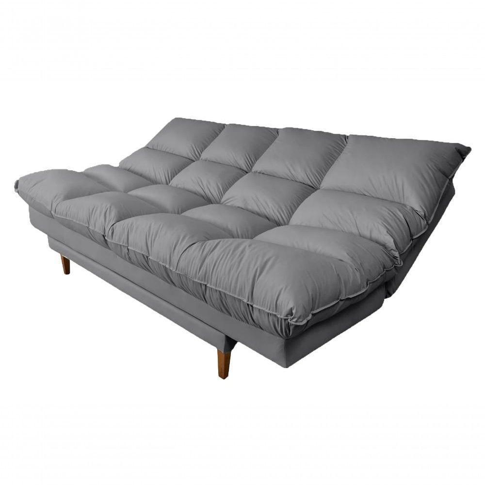 Sofá Cama Andorra Com Banqueta Corano 3 Lugares Reclinável Império Cinza 312 - 5