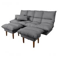 Sofá Cama Andorra Com Banqueta Corano 3 Lugares Reclinável Império Cinza 312 - 7