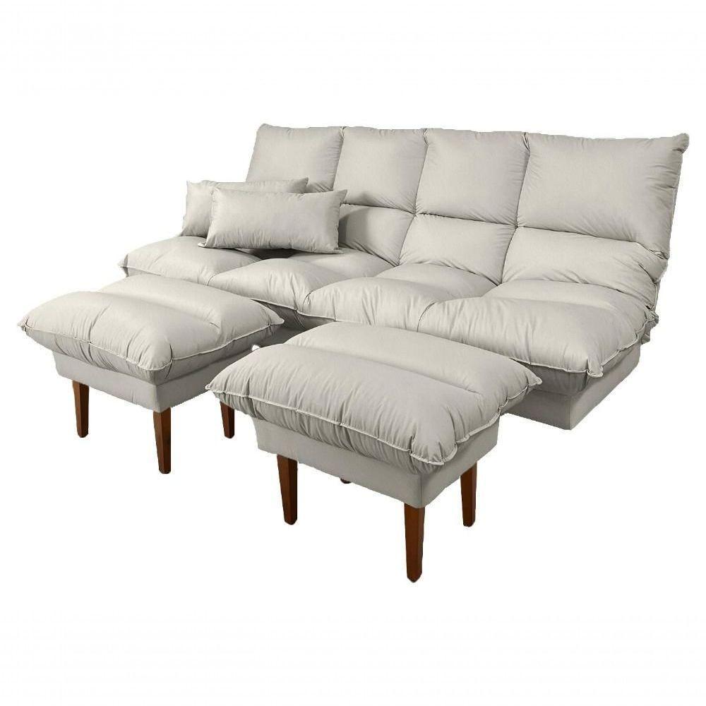 Sofá Cama Andorra Com Banqueta Corano 3 Lugares Reclinável Império Gelo 308 - 6