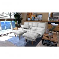 Sofá Cama Andorra Com Banqueta Corano 3 Lugares Reclinável Império Gelo 308 - 7