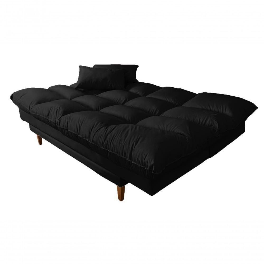 Sofá Cama Andorra Com Banqueta Corano 3 Lugares Reclinável Império Preto 311 - 2