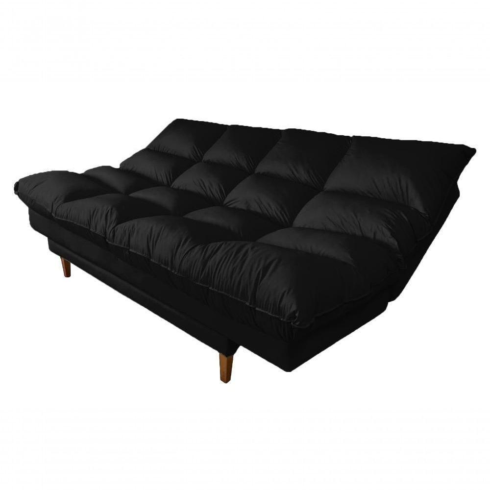 Sofá Cama Andorra Com Banqueta Corano 3 Lugares Reclinável Império Preto 311 - 3