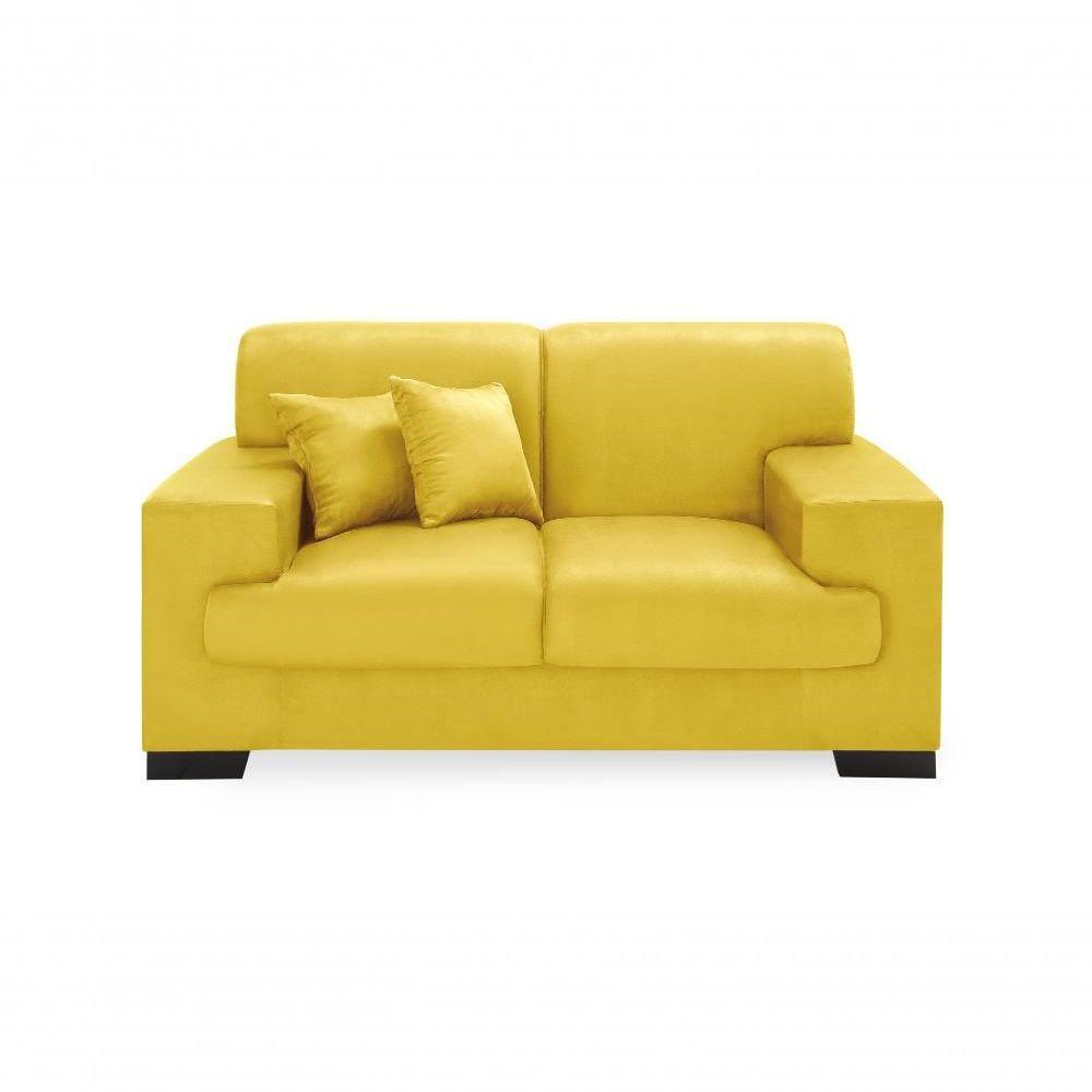 Sofá Manu Conjunto 2 E 3 Lugares Clássico Fixo Confortável Sala Império Amarelo 374 - 5