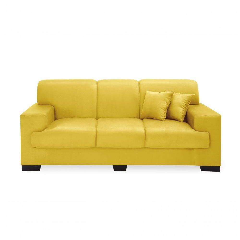 Sofá Manu Conjunto 2 E 3 Lugares Clássico Fixo Confortável Sala Império Amarelo 374 - 6