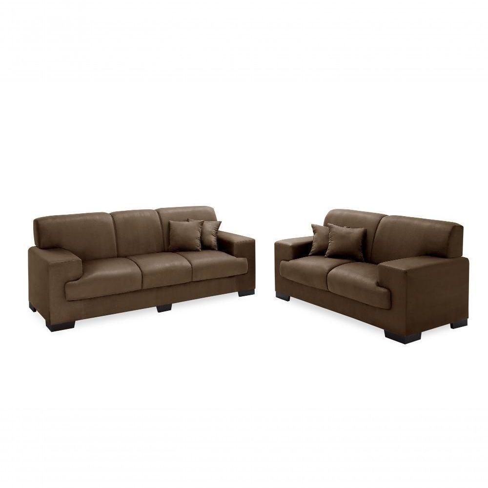 Sofá Manu Conjunto 2 E 3 Lugares Clássico Fixo Confortável Sala Império Marrom 379 - 3