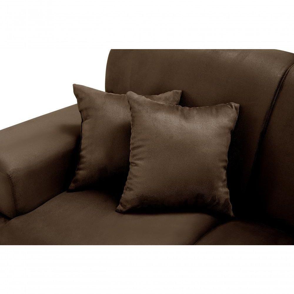 Sofá Manu Conjunto 2 E 3 Lugares Clássico Fixo Confortável Sala Império Marrom 379 - 5