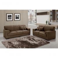 Sofá Manu Conjunto 2 E 3 Lugares Clássico Fixo Confortável Sala Império Marrom 379 - 1