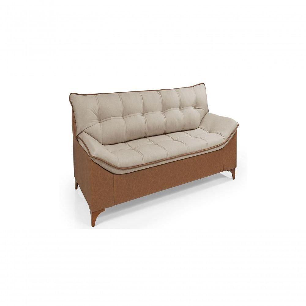 Sofá Veneza Conj. 2 E 3 Lugares Composê Linho/courissimo Fixo Base Madeira Império Bege 201/856 - 9