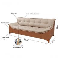 Sofá Veneza Conj. 2 E 3 Lugares Composê Linho/courissimo Fixo Base Madeira Império Bege 201/856 - 3