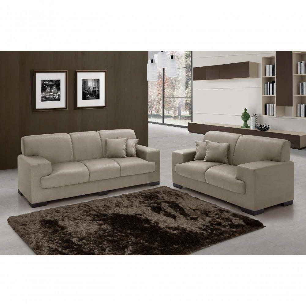 Sofá Manu Conjunto 2 E 3 Lugares Clássico Fixo Confortável Sala Império Chocolate 377 - 1