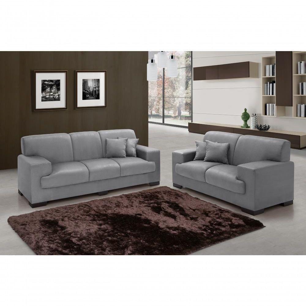 Sofá Manu Conjunto 2 E 3 Lugares Clássico Fixo Confortável Sala Império Cinza 380 - 1