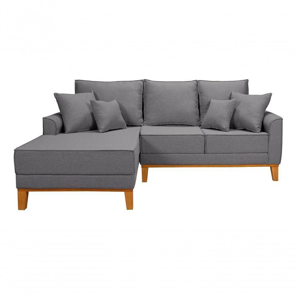 Sofá Living Beny Com Chaise Para Sala De Estar Confortável Império Cinza Claro 185 - 7