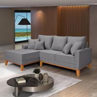 Sofá Living Beny Com Chaise Para Sala De Estar Confortável Império Cinza Claro 185 - 1