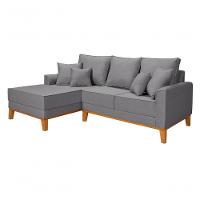 Sofá Living Beny Com Chaise Para Sala De Estar Confortável Império Cinza Claro 185 - 5