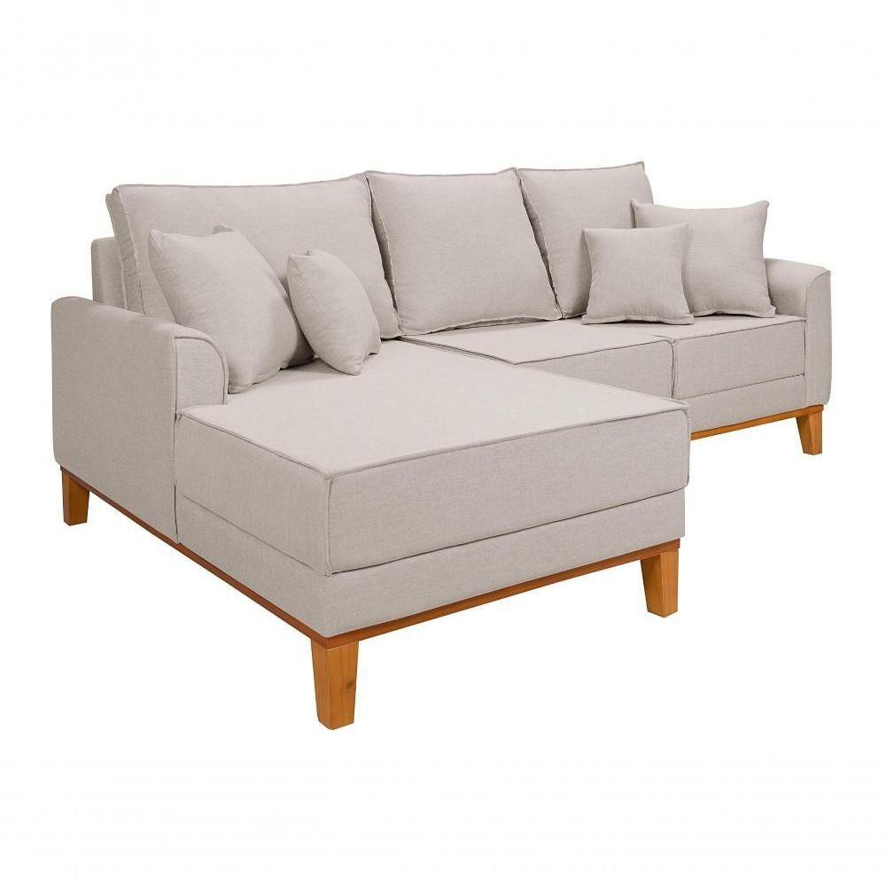 Sofá Living Beny Com Chaise Para Sala De Estar Confortável Império Cru 184 - 4