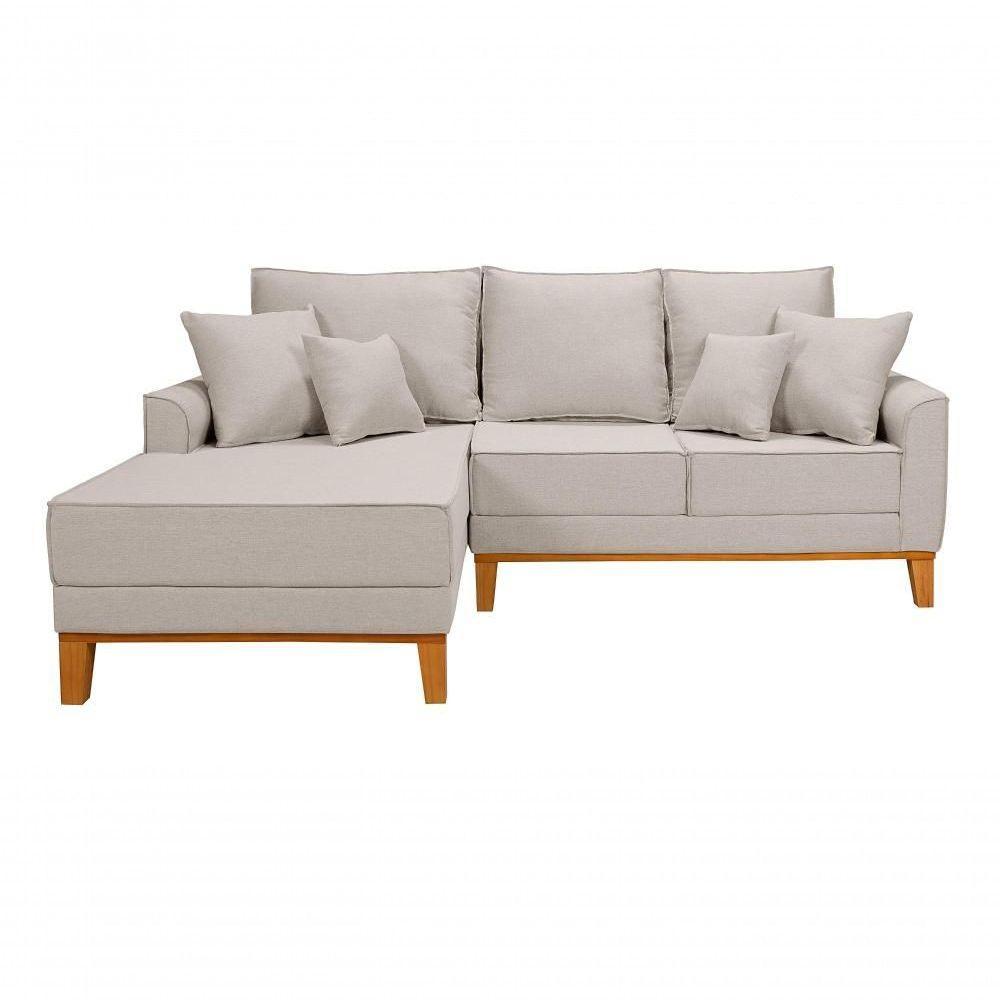 Sofá Living Beny Com Chaise Para Sala De Estar Confortável Império Cru 184 - 5