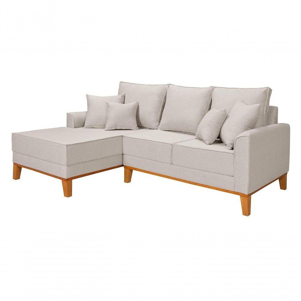 Sofá Living Beny Com Chaise Para Sala De Estar Confortável Império Cru 184 - 6