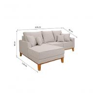 Sofá Living Beny Com Chaise Para Sala De Estar Confortável Império Cru 184 - 2
