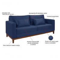 Sofá Bahamas 1,70 Veludo Living Fixo Império Veludo Azul Marinho 171 - 2