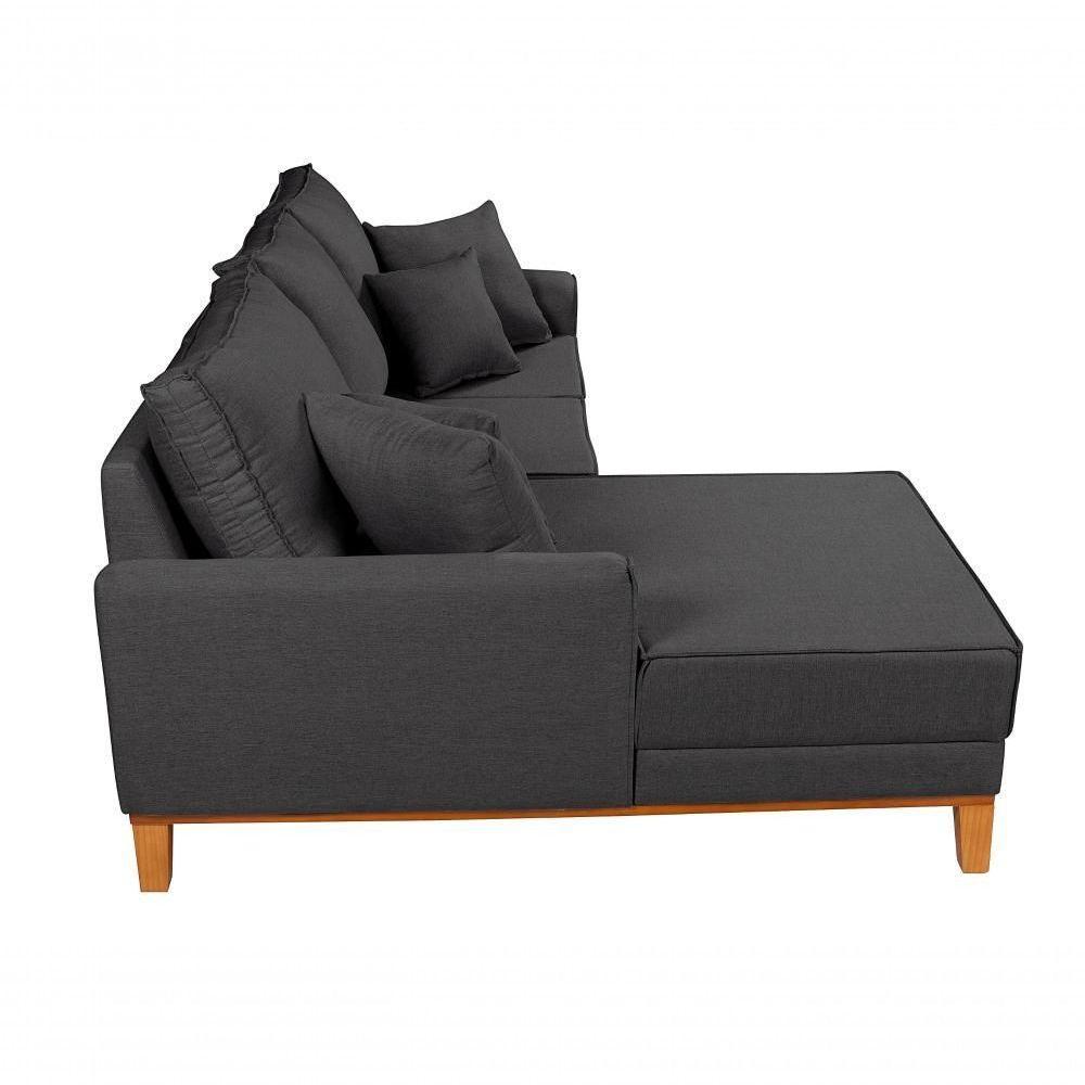 Sofá Living Beny Com Chaise Para Sala De Estar Confortável Império Grafite 199 - 7