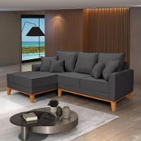 Sofá Living Beny Com Chaise Para Sala De Estar Confortável Império Grafite 199 - 1