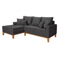 Sofá Living Beny Com Chaise Para Sala De Estar Confortável Império Grafite 199