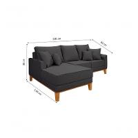 Sofá Living Beny Com Chaise Para Sala De Estar Confortável Império Grafite 199 - 5