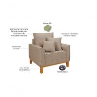 Kit Sofá 1,80m Com Poltrona Beny Pés De Madeira Linho Bege 201 - 3