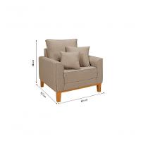 Kit Sofá 1,80m Com Poltrona Beny Pés De Madeira Linho Bege 201 - 5