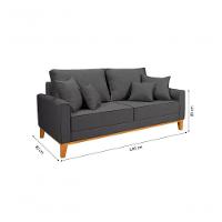 Kit Sofá 1,80m Com Poltrona Beny Pés De Madeira Linho Grafite 199 - 2