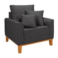 Kit Sofá 1,80m Com Poltrona Beny Pés De Madeira Linho Grafite 199 - 8