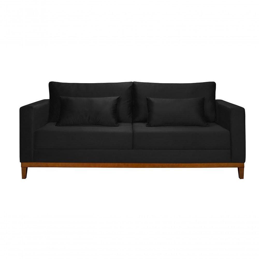 Sofá Bahamas 1,70 Veludo Living Fixo Império Veludo Preto 176 - 3