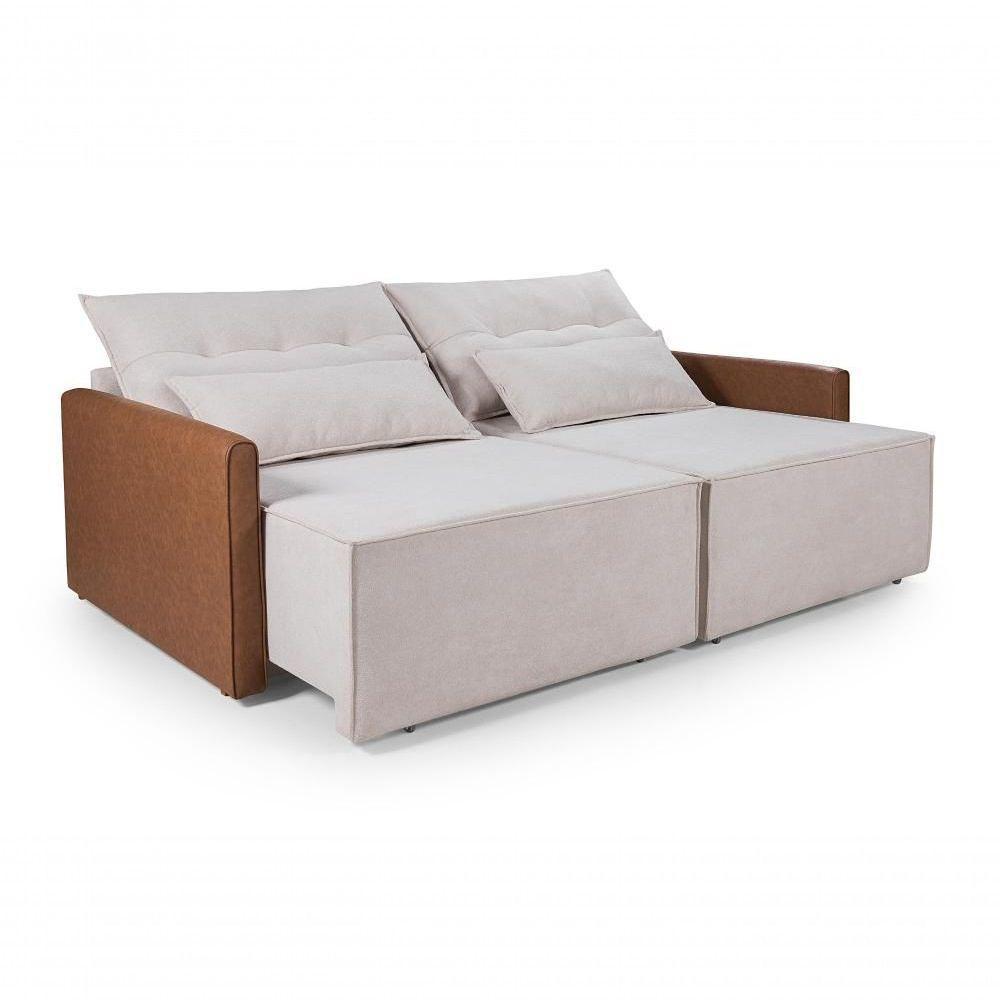 Sofá 3 Lugares San Marino 2,00m Boucle Composê Retrátil E Reclinável Império Boucle 210 Bege - 7