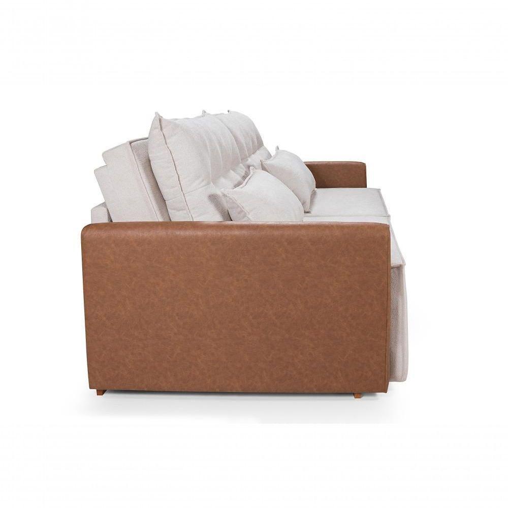 Sofá 3 Lugares San Marino 2,00m Boucle Composê Retrátil E Reclinável Império Boucle 210 Bege - 8