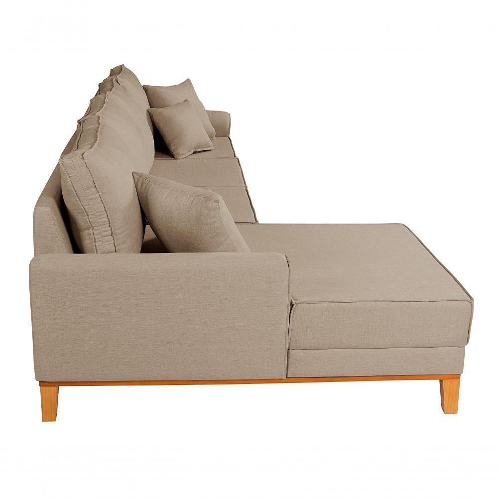 Sofá Living 4 Lugares Beny Com Chaise Lado Esquerdo Linho Império Bege 201 - 7