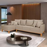 Sofá Living 4 Lugares Beny Com Chaise Lado Esquerdo Linho Império Bege 201 - 1
