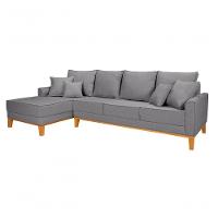 Sofá Living 4 Lugares Beny Com Chaise Lado Esquerdo Linho Império Cinza Claro 185 - 6