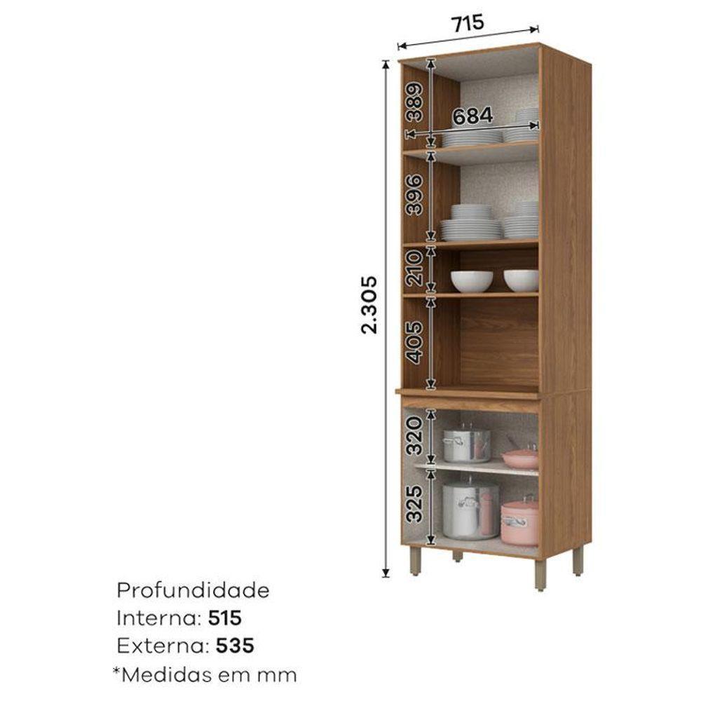 Armário Paneleiro Torre Quente 1 Forno Requinte Nature Nature Areia Henn - 3
