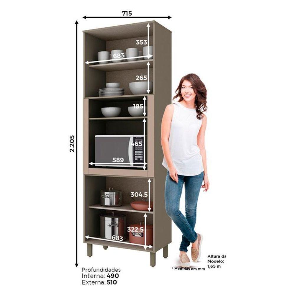 Armário Paneleiro Torre Quente 1 Forno évelin Duna Cristal - Henn - 2