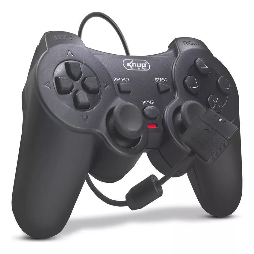 Controle Joystick Manete Ps2 Ps1 Plug And Play Dualshock Preto Com Fio - 1
