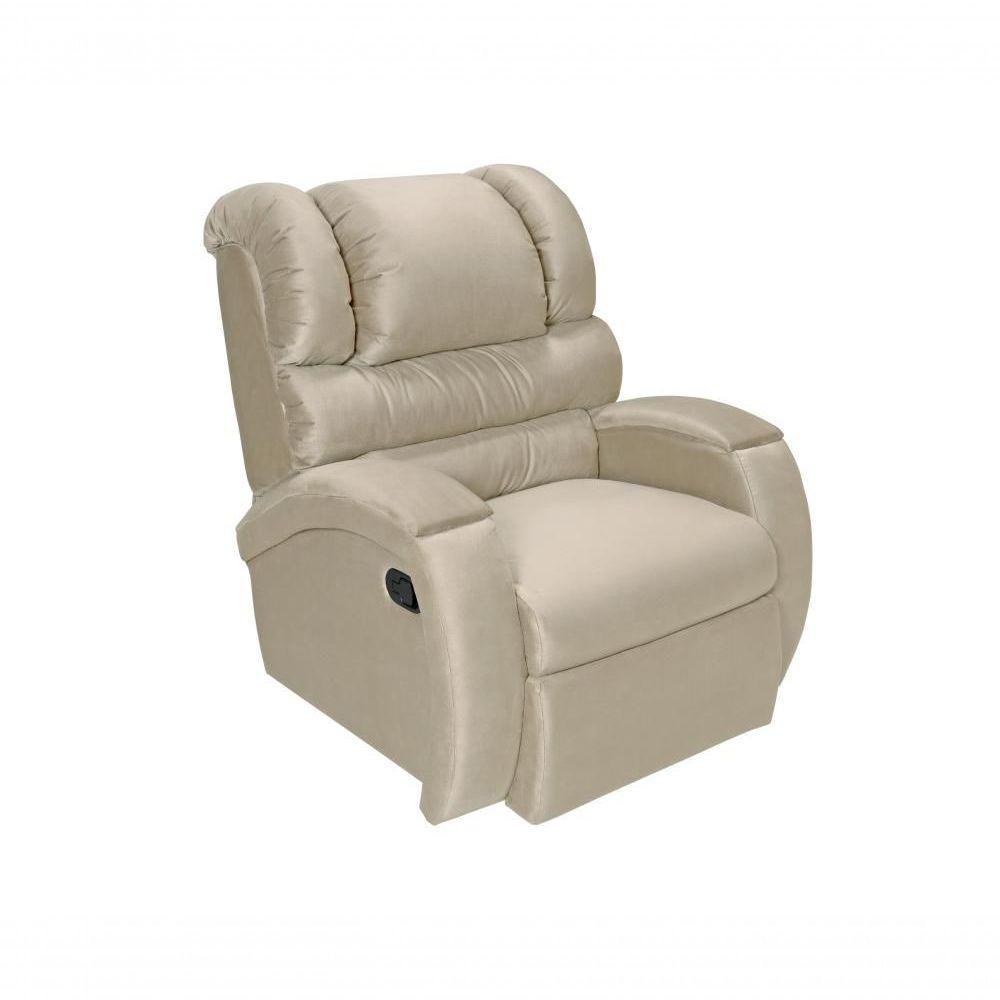 Cadeira Poltrona Reclinável Para Idoso Imperial Zero Wall Com Balanço E Giro Com Massageador Suede Areia - 1