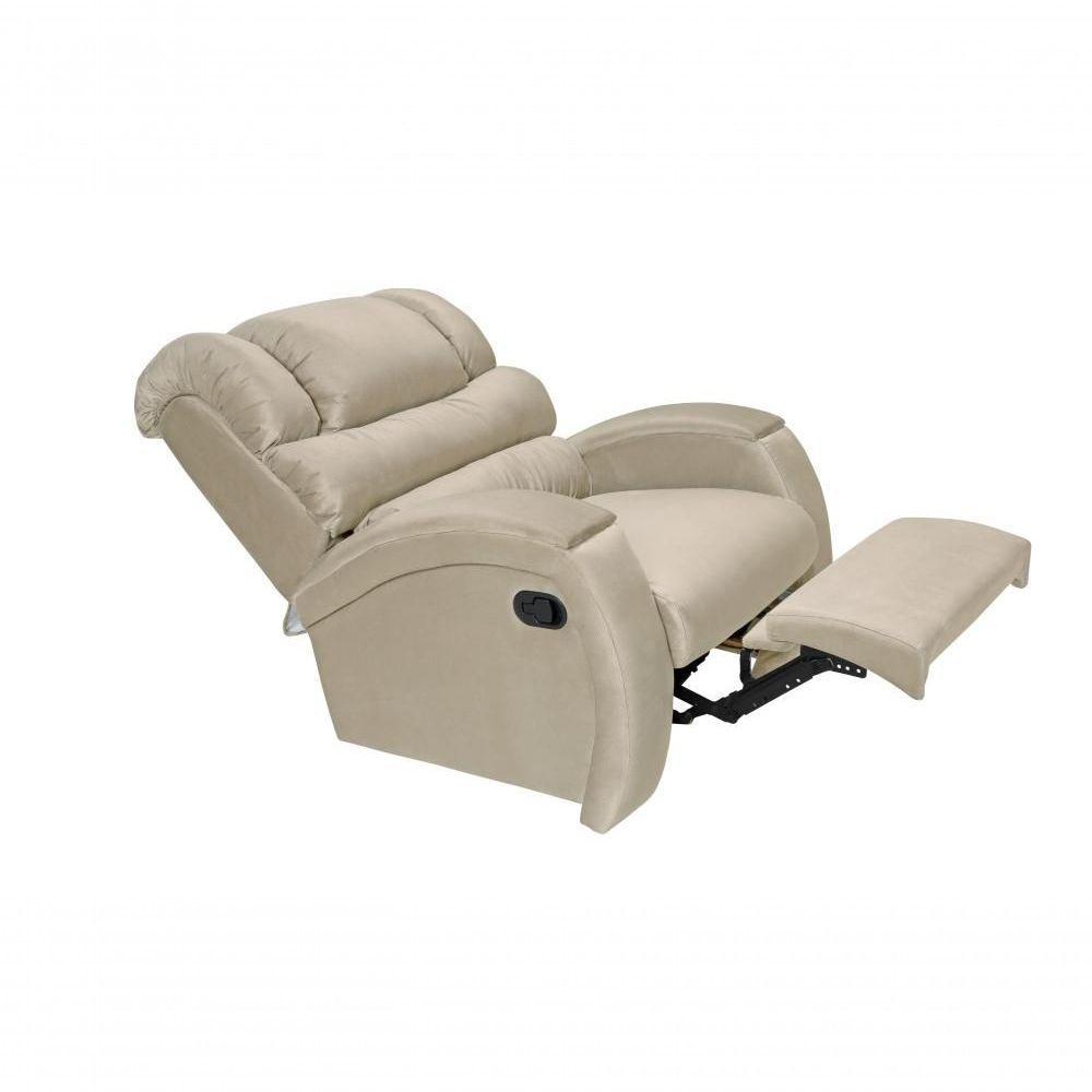 Cadeira Poltrona Reclinável Para Idoso Imperial Zero Wall Com Balanço E Giro Com Massageador Suede Areia - 5