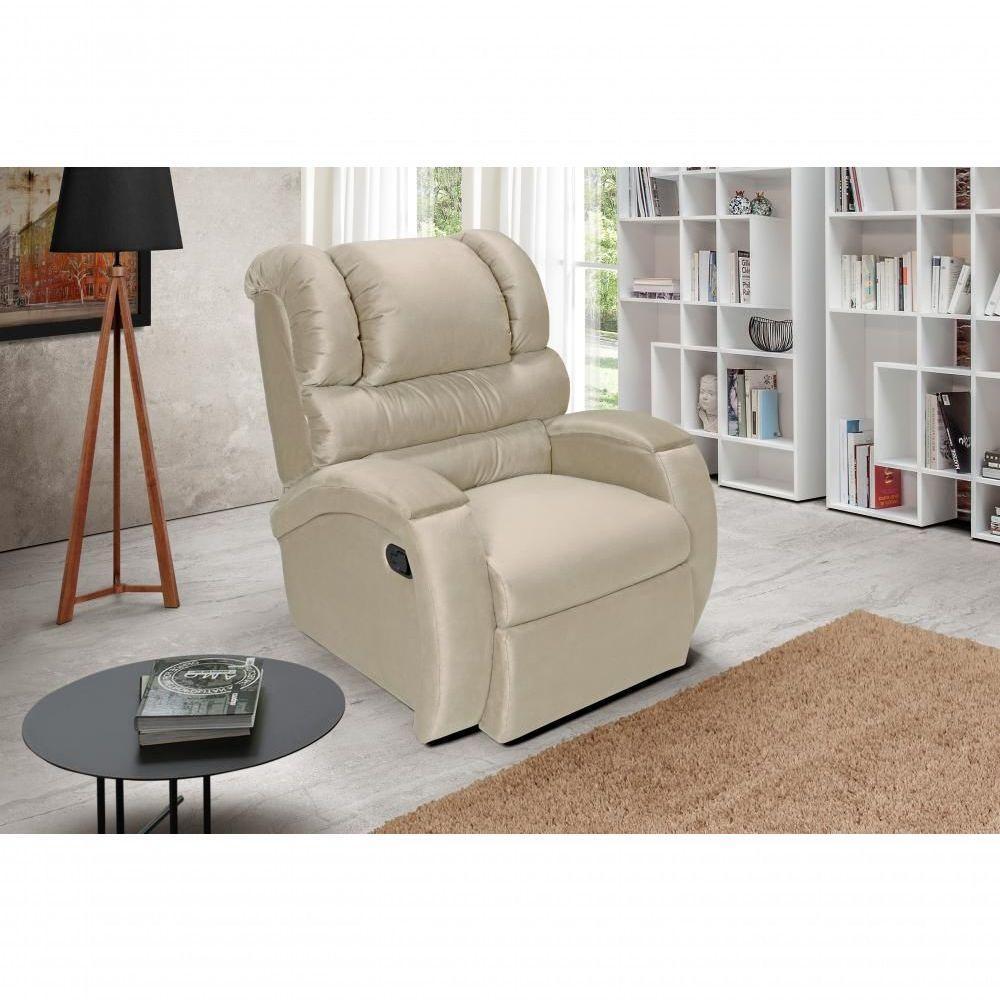 Cadeira Poltrona Reclinável Para Idoso Imperial Zero Wall Com Balanço E Giro Com Massageador Suede Areia - 6