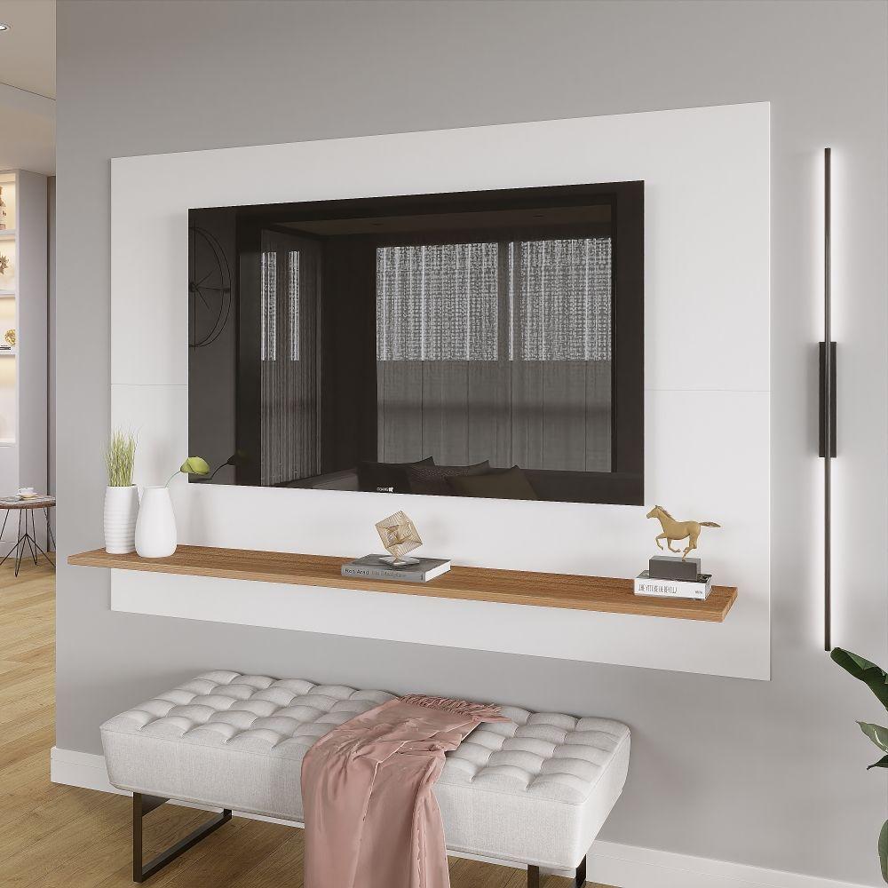 Painel Columbia 01 Prateleira P e Tv Ate 50 Pol. branco e montana - 1